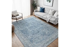 BEIMO Tapis vintage bohème pour chambre à coucher, salon, antidérapant, lavable en machine, pour bureau, 200 x 290 cm, bleu foncé