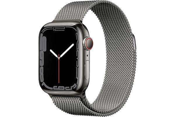 Apple Watch Series 7 (GPS + Cellular, 45mm) Montre connectée - Boîtier en Acier Inoxydable Graphite, Bracelet Milanais Graphite. Suivi de l’activité Physique, résistance à l’Eau