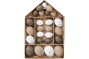 ‎VICTOR'S WORKSHOP Victor's Workshop 25x Ostereier zum Aufhängen, farbige künstliche Ostereier für Osterdeko Osterstrauß Osterkörbchen Frühlingsdeko - Braun