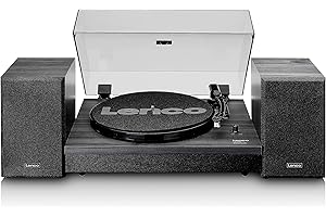 Lenco LS-300 - Giradischi Hi-Fi con Bluetooth - Con altoparlanti esterni 2 x 10 W RMS - Trasmissione a cinghia - Arresto automatico - Custodia in MDF - Nero