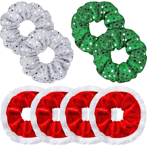 5 Stück Weihnachts-Haargummis Mit Karomuster – Elastische Scrunchies Für Frauen & Mädchen, Festlich