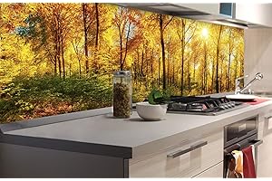 DIMEX Küchenrückwand Folie selbstklebend SONNIGER Wald | Klebefolie - Dekofolie - Spritzschutz für Küche | Made in EU - 180 cm x 60 cm