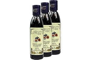 Giuseppe Giusti Aceto Balsamico di Modena IGP Fico Lot de 3 flacons de crème traditionnelle italienne à base de vinaigre de baume « Figue » 250 ml
