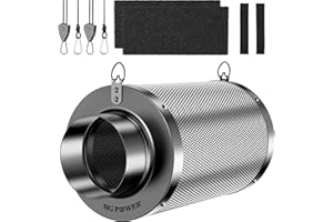 HG Power Filtro a Carbone Attivo 150mm, Lunghezza 250mm – Carbone Attivo Vergine Australiano 38mm, Controllo degli odori per Grow Box, idroponica & Ventilatore da Condotto, con 2 Pre-filtri