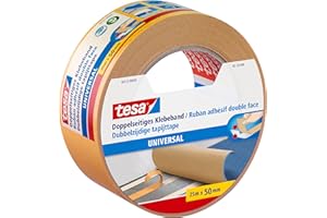 tesa Cinta de Doble Cara Universal - Cinta Adhesiva Versátil para la Fijación de Alfombras, 56172-00003-11, Manualidades y Decoraciones del Hogar - 25 m x 50 mm, Marrón