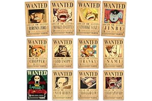 OOSHEON 12 Stück Anime Poster,Posters Wanted 7,8 x 11,2 Zoll,Wanted Poster Vintage,Anime deko,für Anime Wall Decor Posters