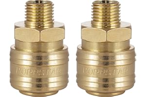 Poppstar Conectores rapidos aire comprimido, diámetro nominal 7,2 mm con rosca exterior (macho) de 1/4 pulgada para conexión de aire comprimido. 2pzas