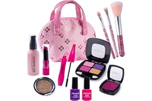 HOOVY Koolbitz Kids Makeup Set for Girls - 12 Piece Washable Makeup Kit with Purse and Brushes, Pretend Play Cosmetic Toy for Dress Up and Salon Role Play, Gift for Girls Aged 3+ Years