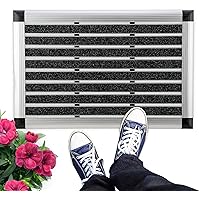 bomoe Alu Fußmatte 40x60 cm AluGant Haustür Fußabtreter mit Gummi - Schmutzfangmatte für den Außen & Innenbereich