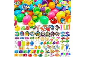 JOYIN 48Pcs Easter Eggs with Toys Inside, Prefilled Easter Eggs with Popular Assorted Toys for Kids Boys Girls, Easter Party Favors Easter Eggs Hunt, Basket Stuffers Filler, Classroom Exchange