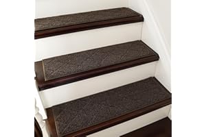 Cosy HOMEER Alfombrillas para escaleras, 100% poliéster, marrón, 15 Unidades