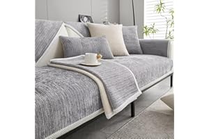 ‎BETTSCHLANGE Bettschlange Sofa Überzug, Couch Überzug L Form 1/2/3/4 Sitzer, Sofa Cover Sofabezug Ecksofa rutschfeste Sofaschoner, Sofadecken für Sitzfläche, Universelle Sofa Überwurf,Hellgrau,90 x 160 cm