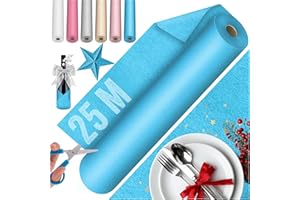 KESSER® Vlies Tischläufer Modern 30cm x 25m | Tischdekoration für Hochzeiten, Geburtstage, Taufen, Einschulung & Allen Feierlichkeiten | Tischband abwaschbar, wasserabweisend & wetterfest, Blau