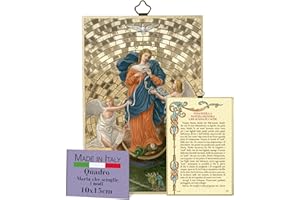 F.LLI BONELLA Fratelli Bonella | Heiliges Bild auf MDF-Holz aus Pappelholz 8 mm mit dem Bild von Maria, das die Knoten löst, und Gebetskette auf der Rückseite 10 x 15 cm | Made in Italy