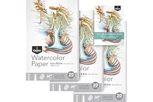 Castle Art Supplies Watercolour Sketchpad Paper 5 x 8in | 3-Pack | 20 Sheets Each | Robust & Resilient (300gsm/140lb) for All Techniques | Quality Texture (5 x 8, 3-Pack)