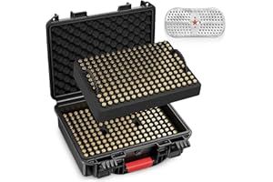 Kinghardcase Maletín de 350 balas Caja de Municion, Caja fuerte de viaje impermeable - para 9x19mm Parabellum/9mm Luger,.40 S&W, 380ACP, 38 S&W, 356 TS&W,7.63mm Mannlicher,8mm Steyr,.357SIG