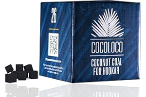 COCOLOCO Al Qaisar Carbón de Coco Natural Premium para Shisha, carbón para cachimba (Cubos de 26 mm) para Shisha BBQ, 1,1 kg, Inodoro, Largo Tiempo de combustión, bajo Contenido de Cenizas, 64 Piezas