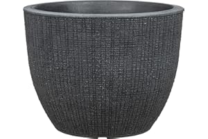‎SCHEURICH Scheurich Barceo 40, Pflanzgefäß/Blumentopf/Pflanzenkübel, rund, Farbe: Stony Black, hergestellt mit recyceltem Kunststoff, 10 Jahre Garantie, für den Außenbereich