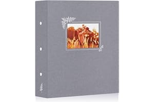 Lanpn Album Photo 11,5x15 11x15 600, Grande Capacité Lin Tissu Album pour Vertical Horizontal Photos Pochette (Gris)
