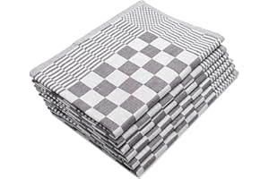 ZOLLNER 6 paños de Cocina a Cuadros, 65x65 cm, Gris, 100% algodón