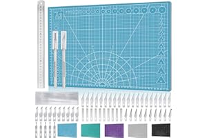Miuzei Set di Tappetini per il Taglio A3 - Tappetino Auto-cicatrizzante e per il Disegno - Cutter per il Bricolage - Azzurro