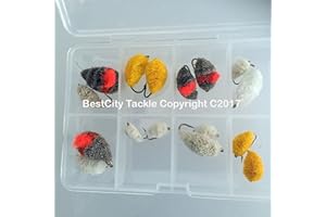 BESTCITY Fliegenfischen, Box-Set, Kekse, Brotfliegen, 16 Stück, gemischte Größe 4–12, für Fliegen, Forellen, Karpfen, Vokuhila, #343