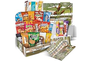 BUBSOOBOO'S WILD SNACKS Maxi Snack Box | Extraordinary Present for Special Moments | Multipack Hamper Gift of Sweet Candy | American Alike Old Fashioned Retro Turkish Treats | Green Jungle Themed Box | 21 Full-Size Snacks