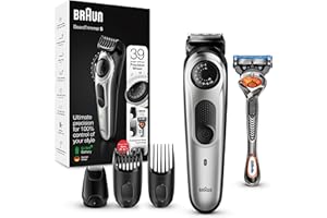 Braun BeardTrimmer 5 Trymer Do Brody i Włosów, Czarno/Srebrny, 39 ustawień długości