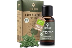Heldengrün® BIO Oregano Öl [HOCHDOSIERT] mit +82% Carvacrol - Zertifiziertes Lebensmittel zum Einnehmen - Oreganoöl Bio aus G