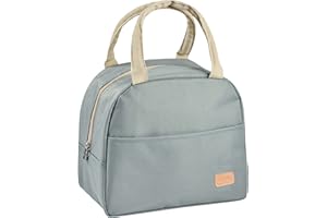 BÉABA BEABA, Sac Repas Isotherme pour Les Repas de bébé/Enfants, Lunchbox, Garde au Chaud/Frais, Grande Contenance 5L, Tissu imperméable, Pochette Avant, Matière Souple, Vert Sauge