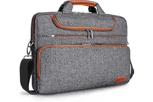 DOMISO Sacoche Ordinateur 17 Pouces Imperméable Pochette PC Portable Sac à Bandoulière Homme Business pour 17-17.3" Notebook/Dell/Lenovo/Acer/HP/MSI/ASUS, Gris Foncé 2
