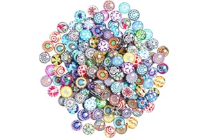 Coolty 200 Stück 12mm Cabochons Runde Mosaikfliesen, Halbrund Kuppel Mosaik Gedruckt Glas für Kunsthandwerk Glasmosaik Schmuckherstellung