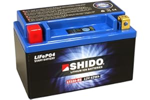 GTTCCG Motorrad Batterie Shido Lithium LT12A-BS / YT12A-BS, 12V/9,5AH (Maße: 150x87x105)
