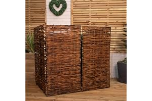 SAMUEL ALEXANDER 1.16m x 1.22m Double Garden Patio Willow Wheelie Bin Screen Hideaway