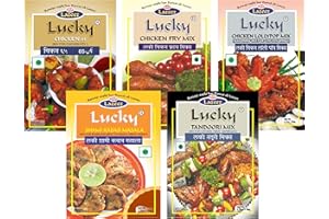 LUCKY MASALE Lucky BBQ Combo 5 Pack (Poulet Tandoori, Shami Kabab, Sucette au Poulet, Poulet 65, Poulet Fry)