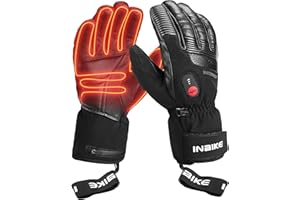 INBIKE Guantes Calefactables Moto Invierno Con Dos Baterías Recargables, Guantes De Piel Con 3M Thinsulate y Membrana TPU Impermeable, Guantes Calefactables Bicicleta Esquí Con Tres Niveles Diferentes De Intensidad De Calor Se Calientan En 30 Segundos