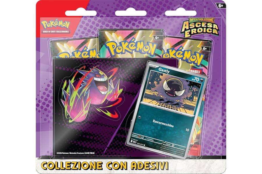 Pokémon: Gastly Collection of Scarlet and Violet Expansion - Heroic Rise of the GCC Pokémon (one Holographic Promotional Card and Three Expansion Envelopes), Italian Edition
