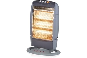 Warmlite WL42005N Three Bar Halogen Heater, Wide Angle Oscillation Function, 1200 W, Grey