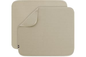 S&T INC. Abtropfmatte, sehr saugfähige Mikrofaser, Küchenmatte, Vorteilspackung, Abtropfunterlage für Geschirr, Utensilien, Töpfe und Pfannen, groß, 40,6 x 45,7 cm, reines Kaschmir, 2 Stück