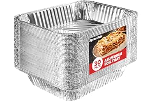 XpressPak Large Aluminium Foil Trays - [30-Pack Value] - Disposable Baking Foil Pans - (32X26 cm - 10X12 inches) - Half Size, Deep Steam Table Pans for Baking, Roasting & Food Prepping
