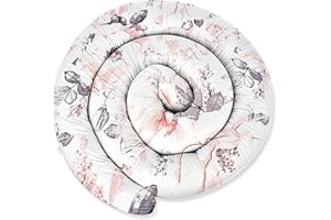 ‎EKM TRADE ekm trade XXL 300 cm Bettschlange für Allergiker Bettkissen Stillkissen Bettrolle Zierkissen Bettumrandung Schlange Handmade 100% Baumwolle (33 – Weiß – Blumen, 300 cm)