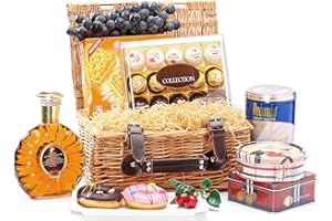 Woodluv Natural Wicker Hamper Basket, Xmas, Wedding, Anniversary Birthday Mothers Day Christmas Medium