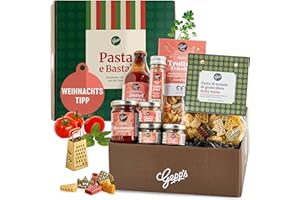 ‎GEPP'S Gepp’s Feinkost Geschenkkorb für Pasta Liebhaber I Geschenkset mit italienischen Spezialitäten I Zwei Pasta & Pesto-Sorten, drei Sorten Pastagewürz und Kirsch- & Datteltomaten-Sauce & eine Reibe
