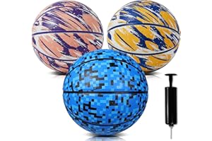 PECOGO Official Rubber Basketball 27.5" Outdoor Indoor Mens Basketball Ball Size 5 for Kids Youth Teen Boys and Girls Gift Ideas(Without pump)