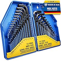 Hex Allen Key Set, 30 Pieces Imperial Metric Allen Keys 0.7-10 Mm