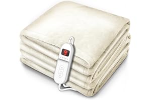 sinnlein® Calienta Camas | Manta Eléctrica 200 x 180 cm Beige | Con Desconexión Automática y Temporizador | 9 Niveles de Temperatura | Pantalla Digital | Lavabale hasta 40°C