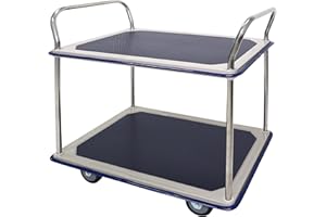T-EQUIP Table Top Cart Chrome – 2 Shelves with Anti Slip 2 Bow Handle. Load 250 kg – Beistellwägen Etagenwägen Servicewägen Trolley (Teewägen Verteilerwägen