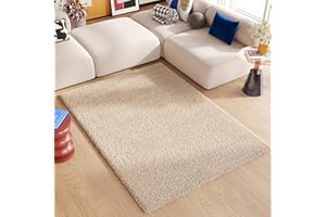 TAPISO Essence Tappeto Shaggy a Pelo Lungo Monocromatico Beige Crema per Soggiorno Sala Camera da Letto Cameretta Morbido Resistente Sicuro OEKO-TEX 140 x 200 cm