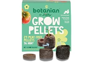 LBS HORTICULTURE Jiffy Botanian 24 Peat Free Plant Starter Pellets - Biodegradable Coir Seed Plugs Perfect for Herbs, Flowers & Vegetables. Easy to Use Germination Grow Discs, Ideal for Seedlings & Cuttings Growth