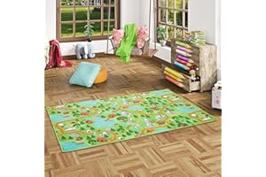 SNAPSTYLE Alfombra Infantil y de Juego- Camping - Verde - 17 tamaños